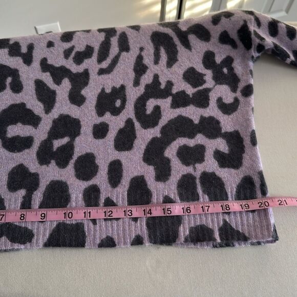 Skull Cashmere Carson Leopard Print Skull Back Hoodie Sweater Purple Black Sz.S - Picture 8 of 11